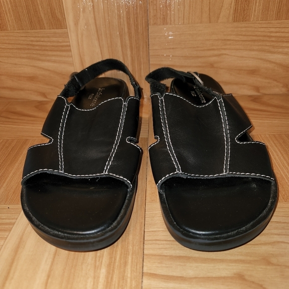 Liz Claiborne Flex Open Toe Black Leather Sandals Women's  Size 7.5 M - Picture 2 of 6